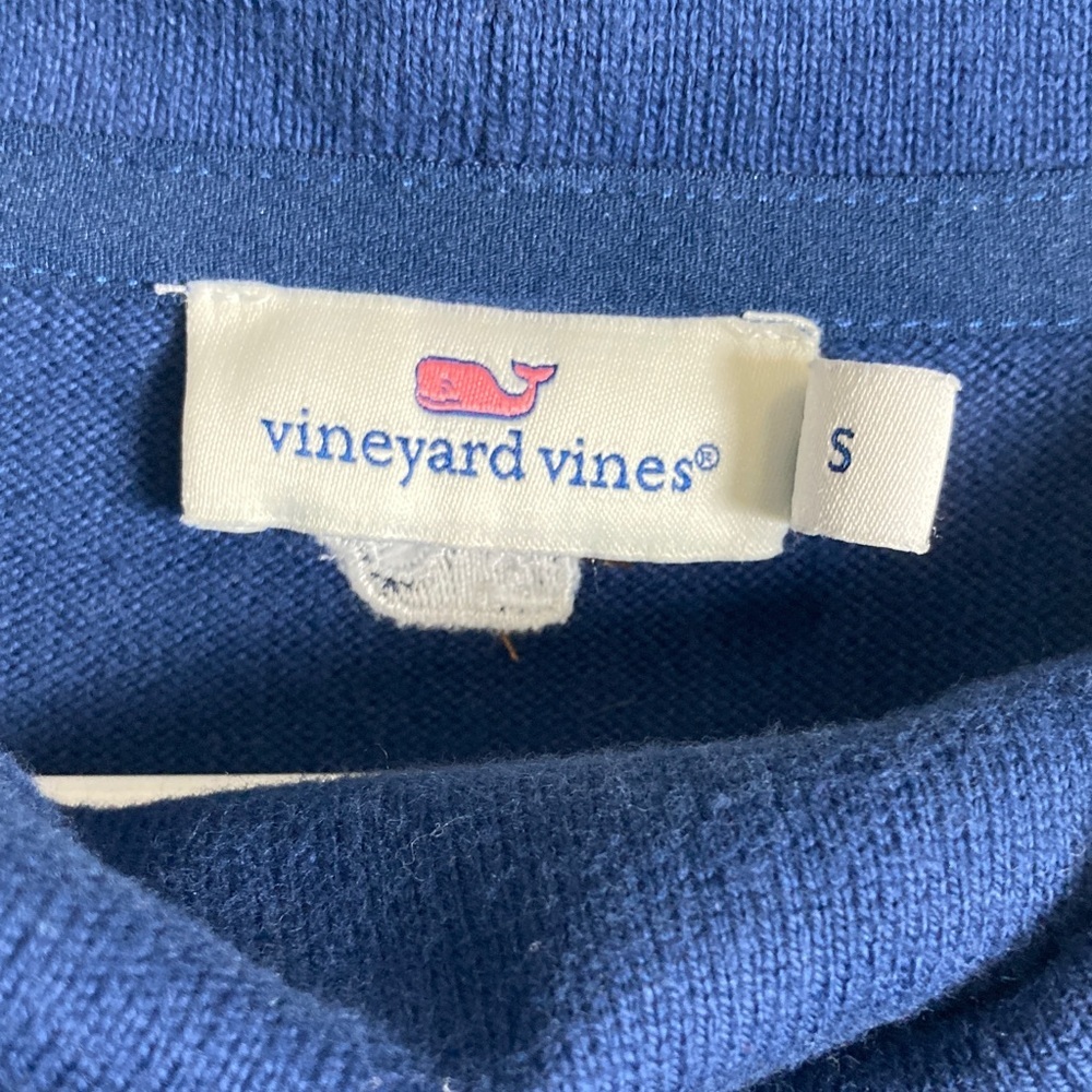 Vineyard Vines Navy and Cream Striped Funnel Neck Pullover - Picture 2 of 4